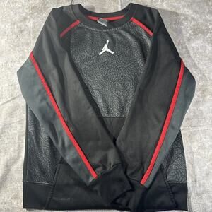 Nike Jordan Therma-Fit Sweatshirt Youth L Black Red Jumpman Pullover Hoodie
